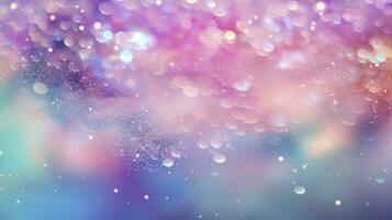 pastel arco Iris brilhar e Rosa fantasia galáxia com inspirado em sereia bokeh céu. ai gerado foto