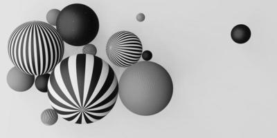 muitas bolas decorativas listras horizontais preto e branco foto