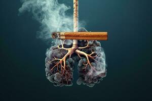 conceito do fumar cigarro prejudicial para a pulmões. generativo ai. foto