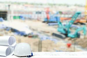 de engenheiro capacete e construção planos. conceito. foto