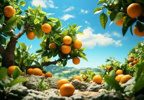 ilustração com detalhe do a laranja Pomar. gerado ai foto