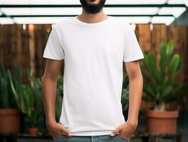 profissional em branco branco camiseta ai gerado foto