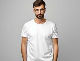 profissional em branco branco camiseta ai gerado foto