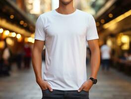 profissional em branco camiseta para brincar ai gerado foto