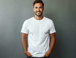 profissional em branco camiseta ai gerado foto