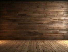 esvaziar moderno interior de madeira parede fundo frente Visão ai gerado foto