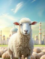 islâmico eid Mubarak cumprimento cartão com islâmico fundo ai gerado foto