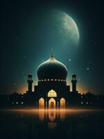 islâmico Ramadã cumprimento cartão Projeto com islâmico fundo composição ai gerado foto