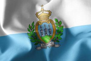 Renderização 3D ilustração bandeira de San Marino foto