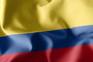 Renderização 3D ilustração closeup bandeira da Colômbia. foto