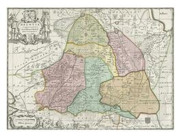 mapa do a província do Drente, Abraão furgão cova Broeck, 1626 - 1665 foto