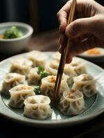 chinês cozido no vapor bolinho de massa ou shumai foto