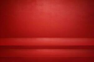 vermelho concreto paredes e pavimentos com luz fundo e sombras. usava para exibindo produtos foto