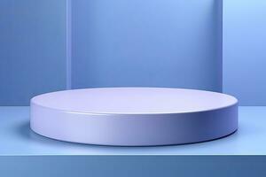 generativo ai, mínimo pódios para produtos exibição ficar de pé pedestal estúdio azul pastel cor fundo 3d foto