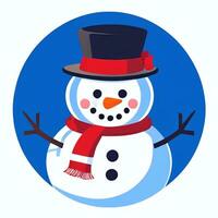 ai gerado boneco de neve grampo arte ícone adesivo Natal decoração simples fundo foto