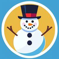 ai gerado boneco de neve grampo arte ícone adesivo Natal decoração simples fundo foto