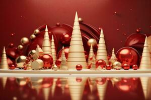Natal cumprimento cartão. festivo decoração em bokeh fundo. Novo ano conceito gerado com ai foto