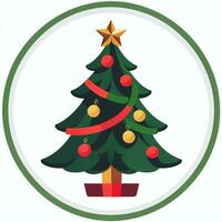 ai gerado Natal árvore grampo arte ícone adesivo decoração simples fundo foto