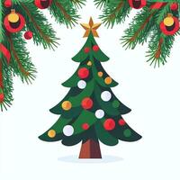 ai gerado Natal árvore grampo arte ícone adesivo decoração simples fundo foto