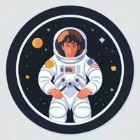 ai gerado astronauta grampo arte ícone adesivo decoração simples fundo foto