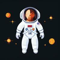 ai gerado astronauta grampo arte ícone adesivo decoração simples fundo foto