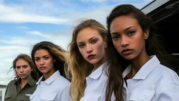 grupo do pessoas dentro branco camisas ao ar livre. ai gerado. foto