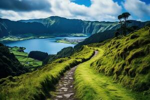 lindo panorama do Açores ilhas ai gerado foto