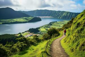 lindo panorama do Açores ilhas ai gerado foto