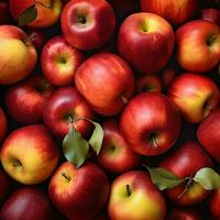 vermelho maçãs com folhas fundo. alta resolução. ai generativo foto