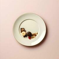 topo Visão do uma prato com doces minimalismo. alta resolução. ai generativo foto