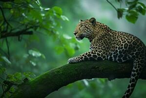 leopardo árvore ramo. gerar ai foto