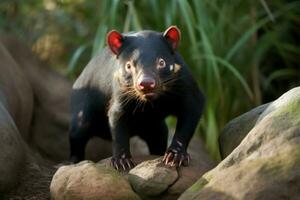 tasmaniano diabo animal selva. gerar ai foto