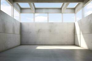 abstrato moderno concreto quarto com clarabóia. ai generativo foto