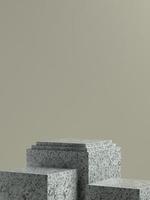 Palco de produto de mármore cinza ou pódio com fundo de parede marrom claro foto