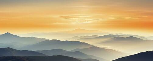 montanha panorama às pôr do sol, generativo ai foto