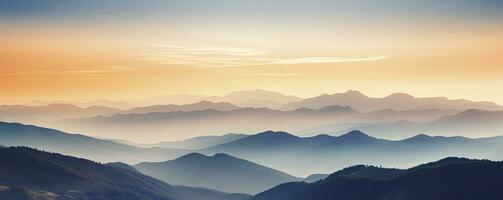 montanha panorama às pôr do sol, generativo ai foto