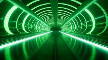 ai gerado esvaziar verde futurista túnel. tecnologia Projeto. foto