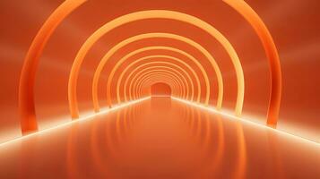 ai gerado esvaziar laranja futurista túnel. tecnologia Projeto. foto