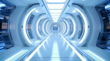 ai gerado esvaziar futurista túnel. tecnologia Projeto. foto