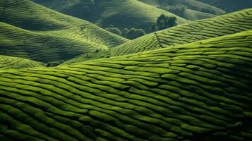 ai gerado verde chá plantação, topo Visão textura foto