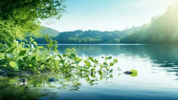 ai gerado natureza plantar verde ramalhete iluminado pelo sol ai gerado foto