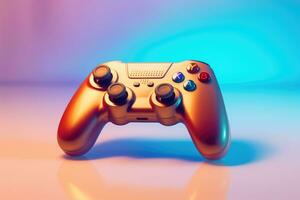 moderno vídeo jogos controlador em colorida gradiente fundo foto