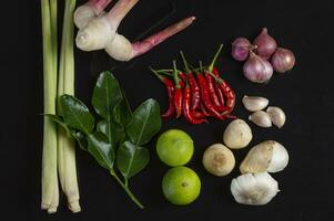 vários ingredientes Incluindo alho, ruivo, e capim-limão foto