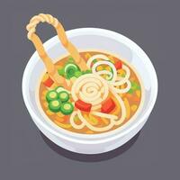 ai gerado ramen macarrão retrato avatar grampo arte jogador ícone adesivo decoração simples fundo foto