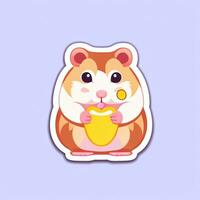 ai gerado fofa hamster retrato avatar grampo arte jogador ícone adesivo decoração simples fundo foto