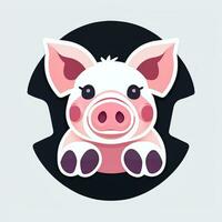 ai gerado porco ícone avatar jogador grampo arte adesivo decoração simples fundo foto