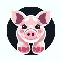 ai gerado porco ícone avatar jogador grampo arte adesivo decoração simples fundo foto