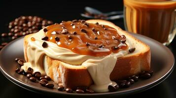 chocolate pão torrada creme geléia sobremesa ai gerado foto