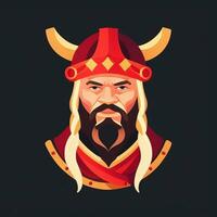 ai gerado viking jogador logotipo avatar grampo arte ícone adesivo decoração simples fundo foto