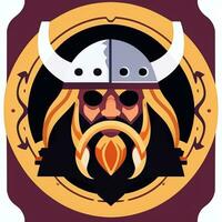 ai gerado viking jogador logotipo avatar grampo arte ícone adesivo decoração simples fundo foto